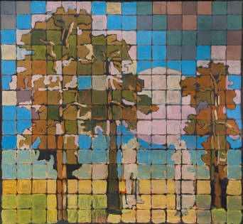 «&nbsp;Sur le chemin de Mourom&nbsp;». 120 x 130 cm. 2000