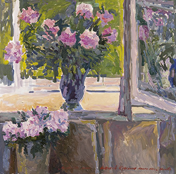 Fenêtre ouverte. Huile sur toile, 100 x 100 cm 2013