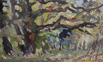 Je n'oublierai pas ta beauté solennelle. Huile sur toile, 45 x 75 cm. 2018