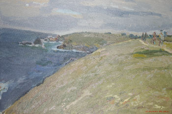 Adieu la mer ! Je n'oublierai pas ta beauté solennelle... (A. S. Pouchkine). Belle-Île-en-Mer. Huile sur toile. H 60 x L 90 cm. 2023