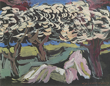 Jardin au rossignol. Variante 3. Acrylique sur papier, H 27,5 x L 35 cm. 2009