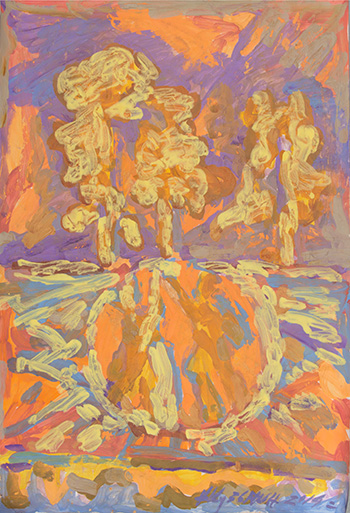 Sur le chemin de Mourom. Tempera, gouache sur papier, h. 107 x l. 80 cm. 2014