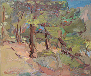 Un grand pin dans la forêt de Barbizon. Huile sur toile, H 50 x L 60 cm. 2001