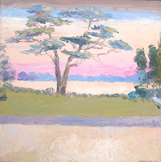 Tableau populaire aux deux pins (triptyque). Huile sur toile, 72 х 72 cm. 1992.